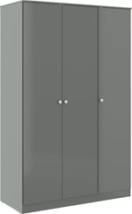 Denver 3 Door Wardrobe Bedroom Set - Grey Gloss