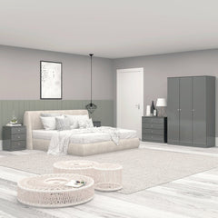 Denver 3 Door Wardrobe Bedroom Set - Grey Gloss