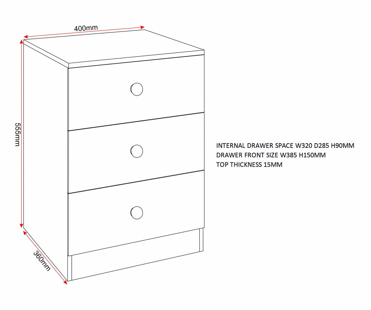 Denver 2 Door Wardrobe Bedroom Set - Grey Gloss