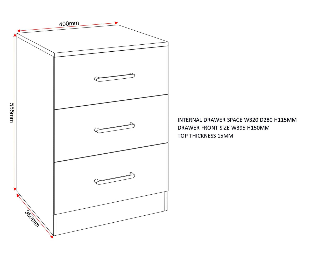 Dakota 3 Door Wardrobe Bedroom Set - Light Grey