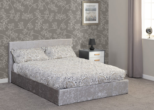 WAVERLEY 4'6" STORAGE BED - GREY CRUSHED VELVET