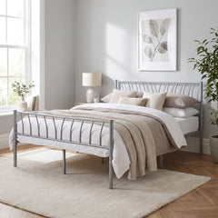 Harlow 4'6" Bed - Silver