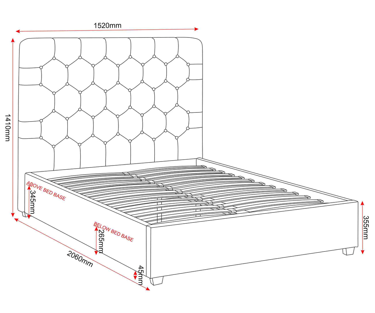 Madison 4'6" Bed - Black Velvet Fabric