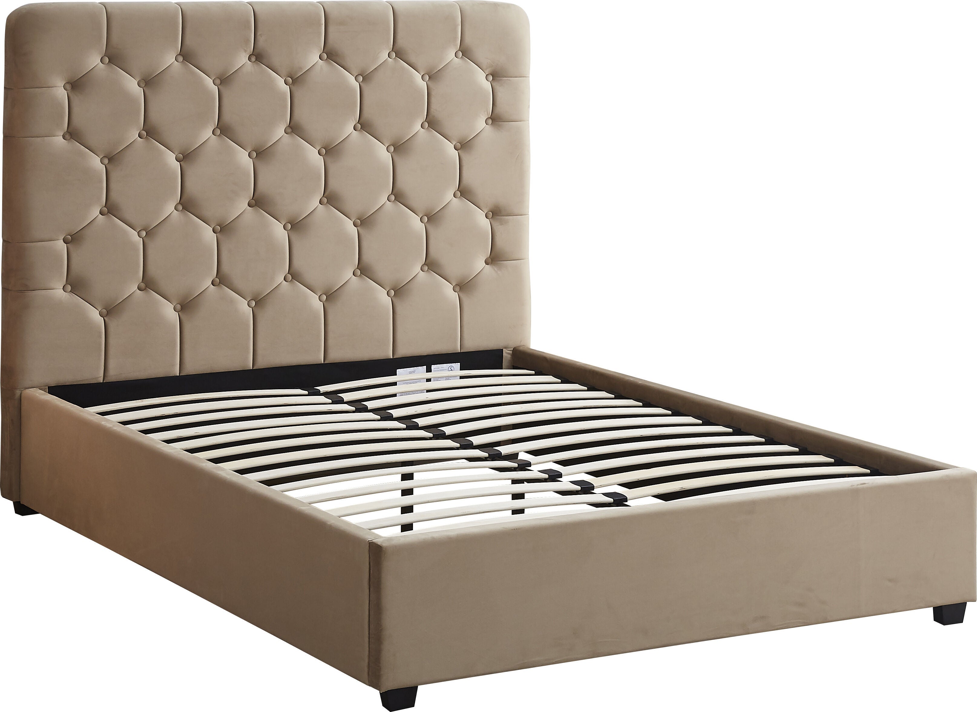 Madison 4'6" Bed - Fawn Velvet Fabric