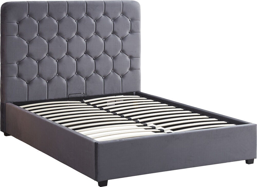 Madison 4'6" Ottoman Bed - Grey Velvet Fabric
