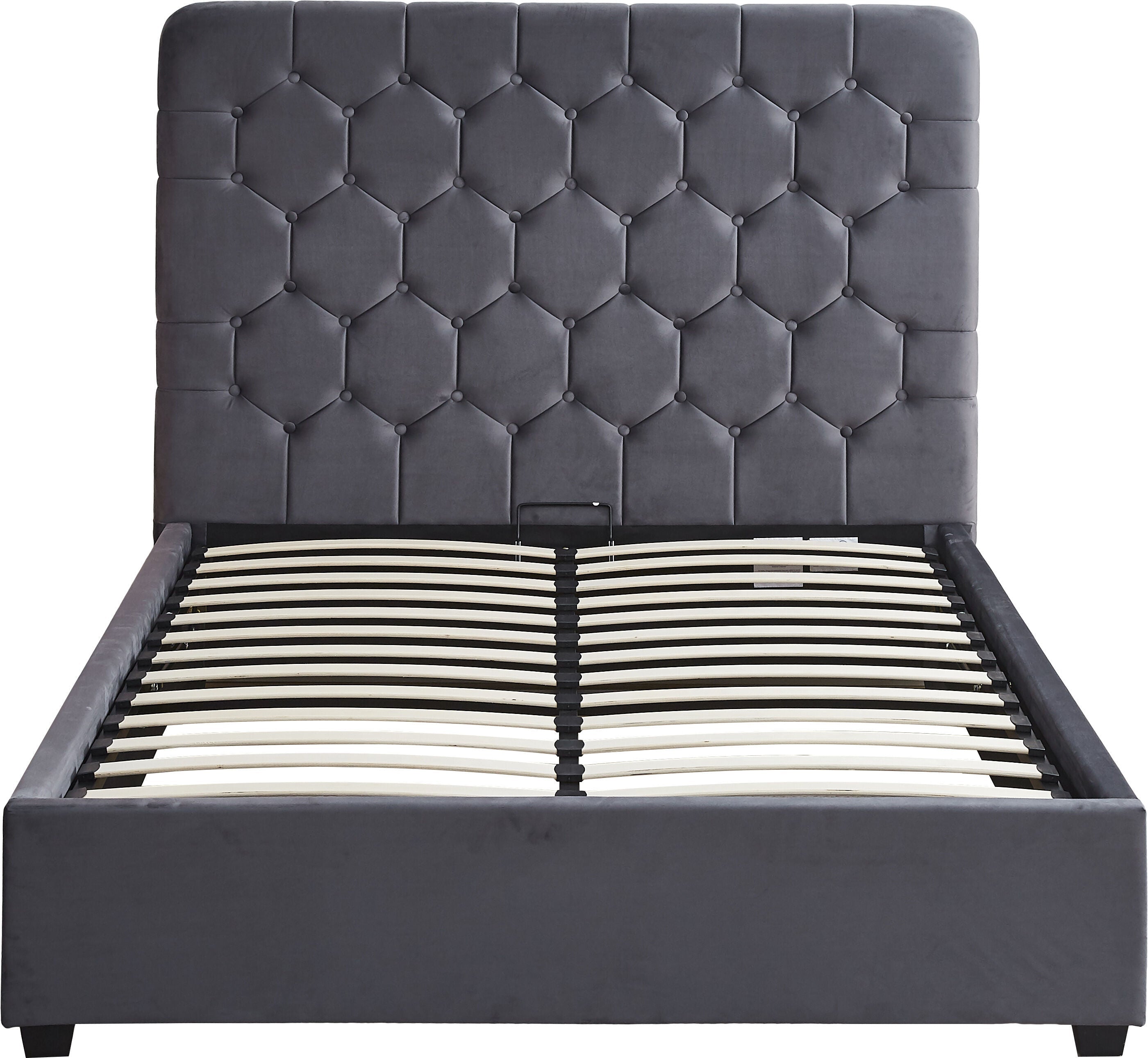 Madison 4'6" Ottoman Bed - Grey Velvet Fabric