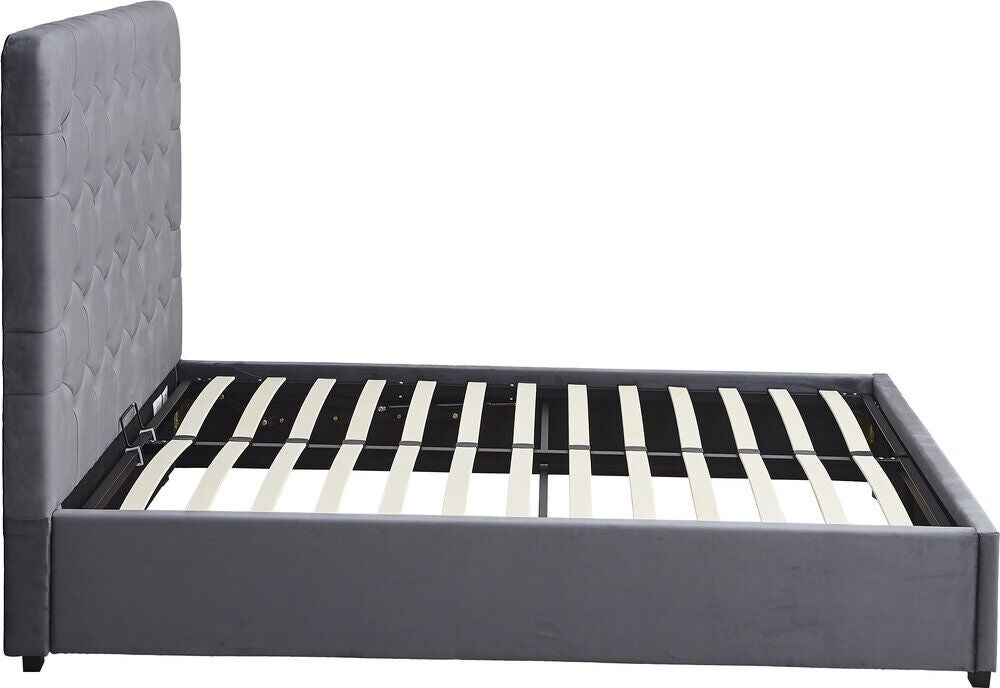 Madison 4'6" Ottoman Bed - Grey Velvet Fabric