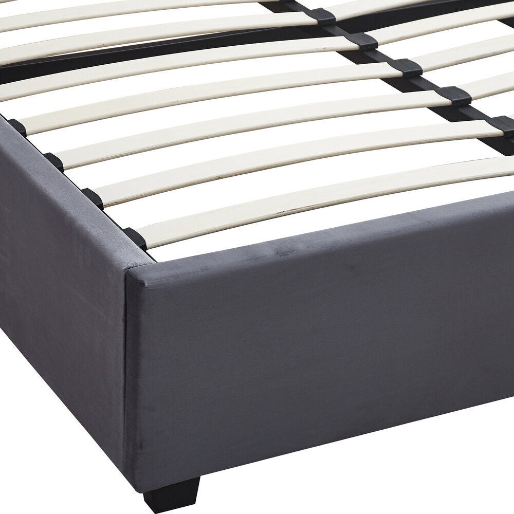 Madison 4'6" Ottoman Bed - Grey Velvet Fabric