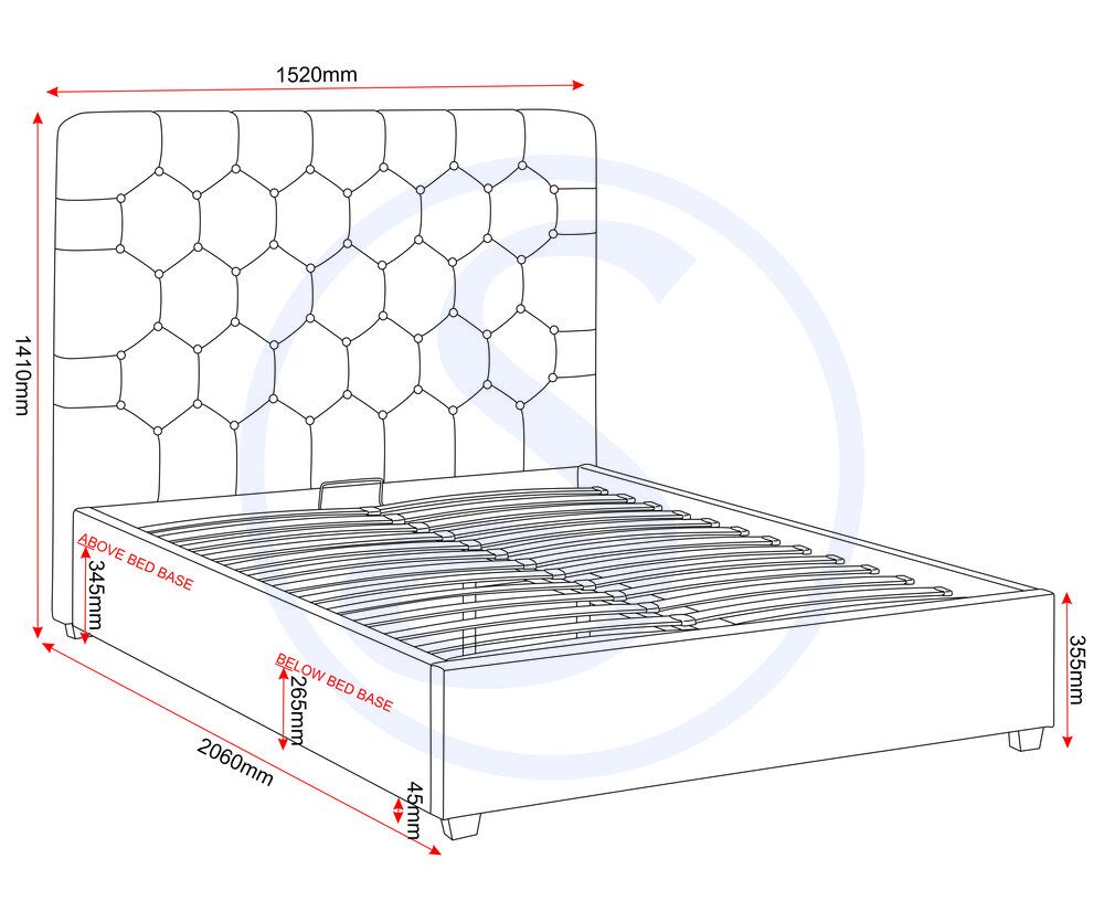 Madison 4'6" Ottoman Bed - Grey Velvet Fabric