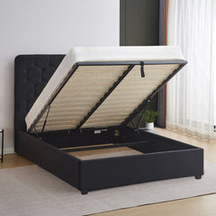 Madison 4'6" Ottoman Bed - Black Velvet Fabric