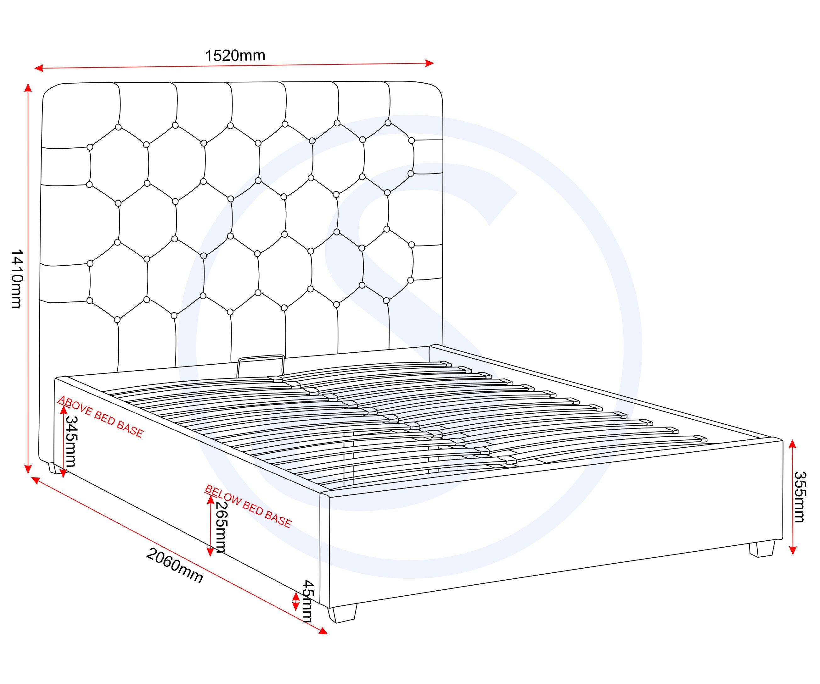 Madison 4'6" Ottoman Bed - Fawn Velvet Fabric