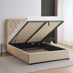 Madison 4'6" Ottoman Bed - Fawn Velvet Fabric