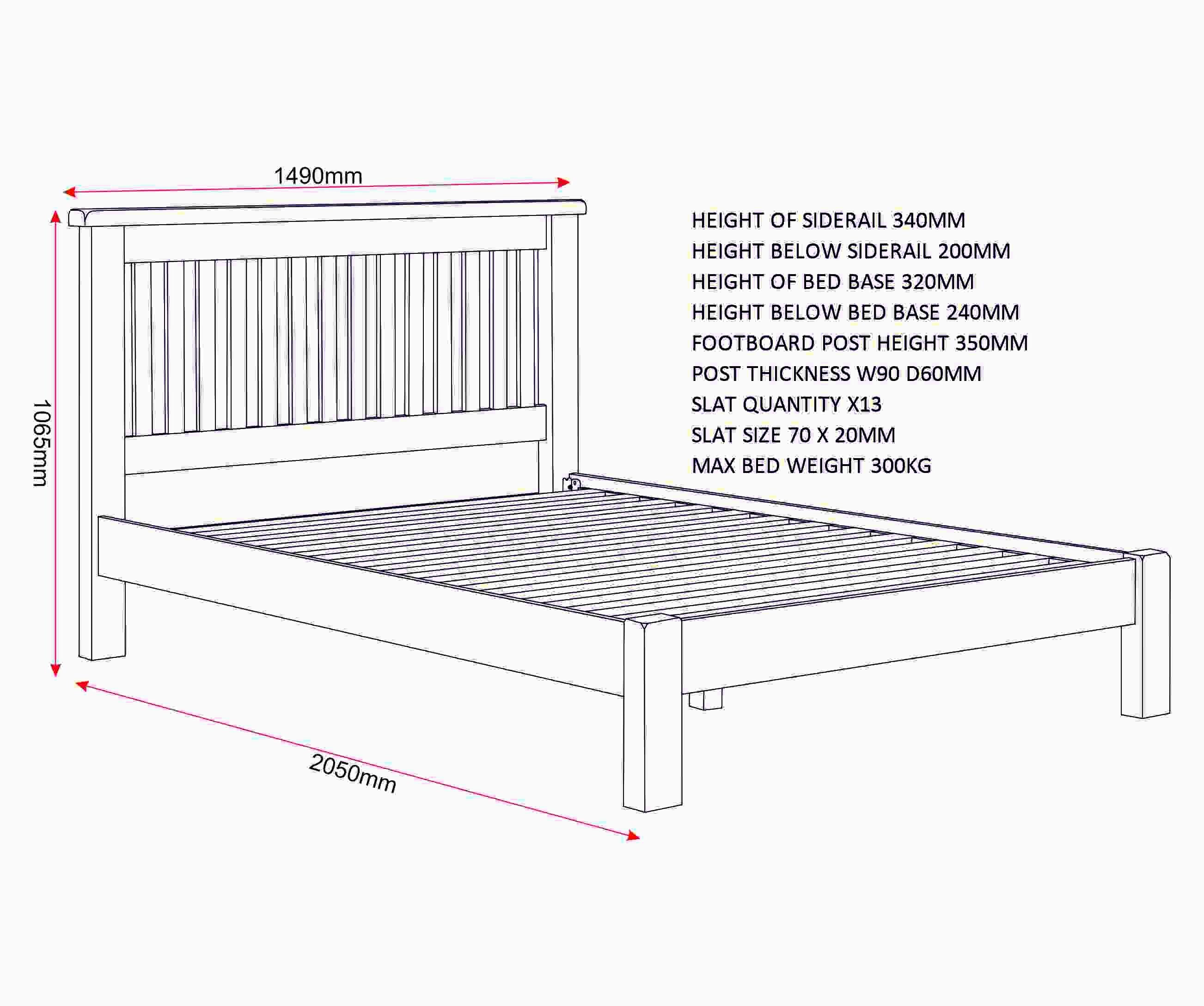 Windsor 4'6" Low End Bed - Natural Oak