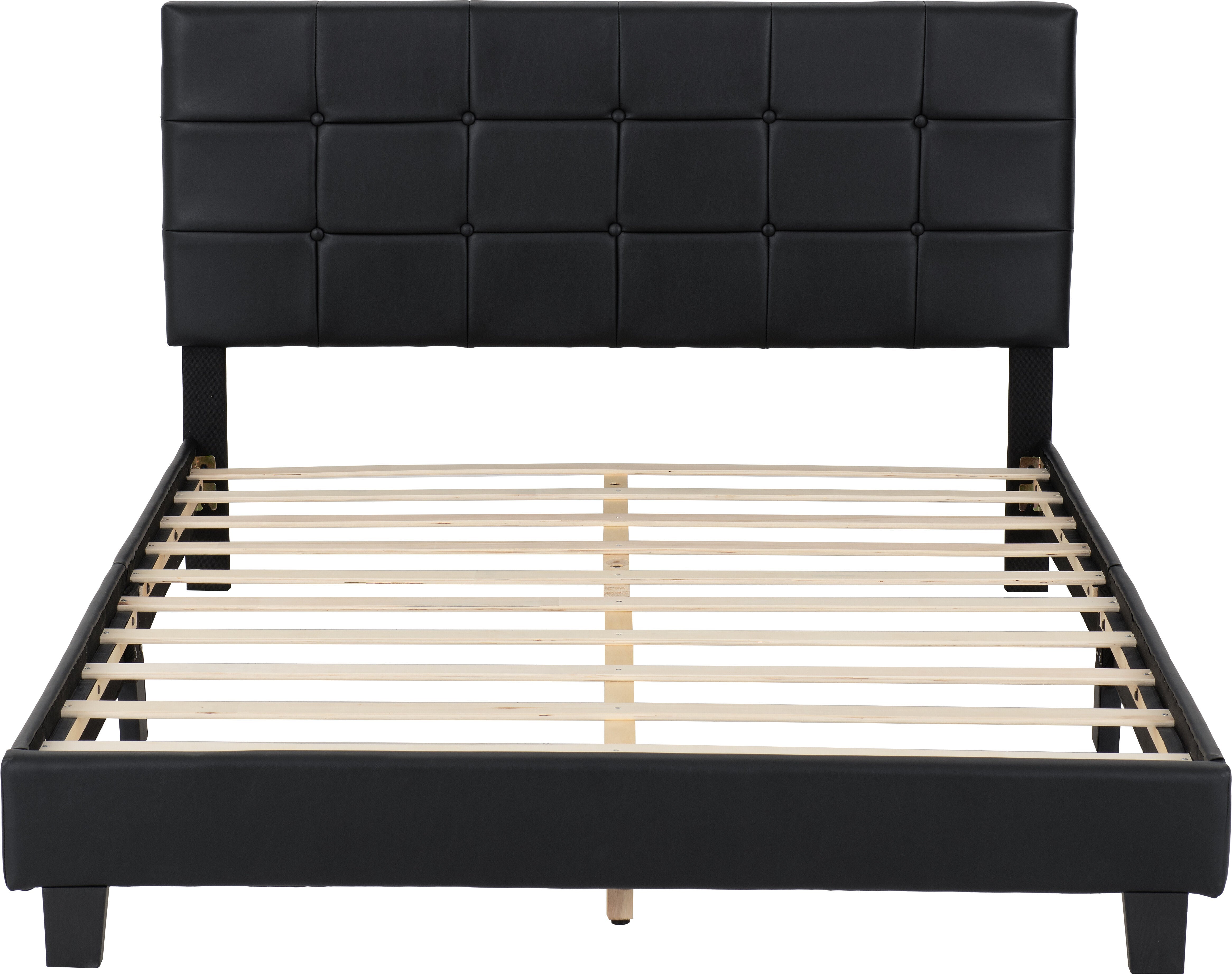 Arran 4'6" Bed - Black Faux Leather