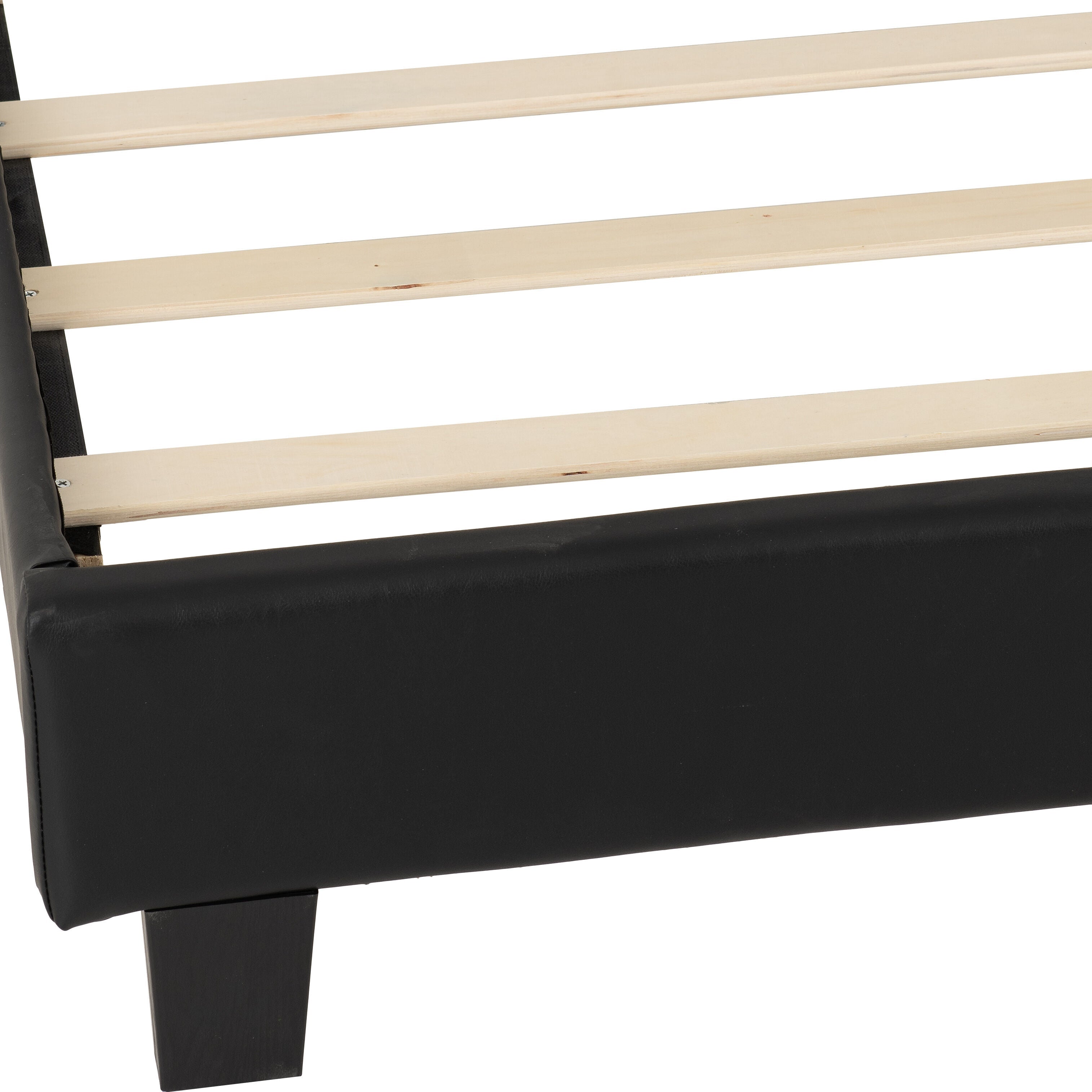 Arran 4'6" Bed - Black Faux Leather