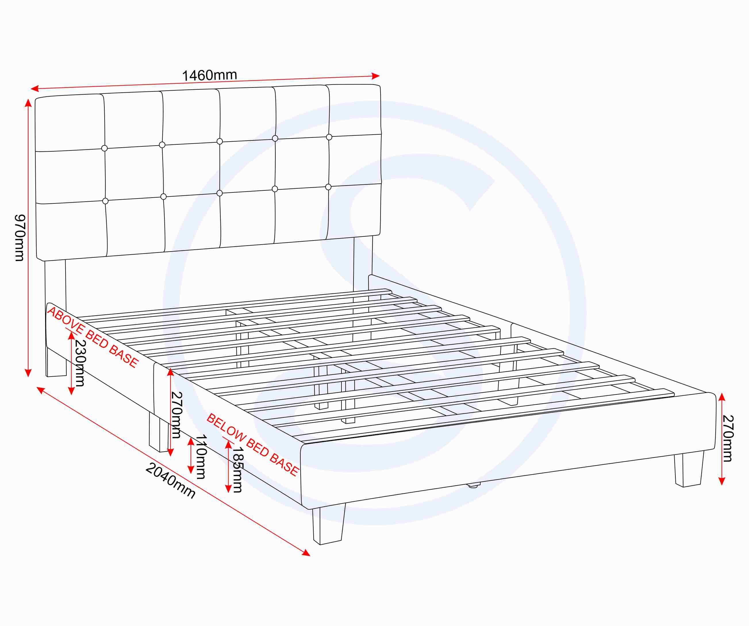 Arran 4'6" Bed - Grey Fabric