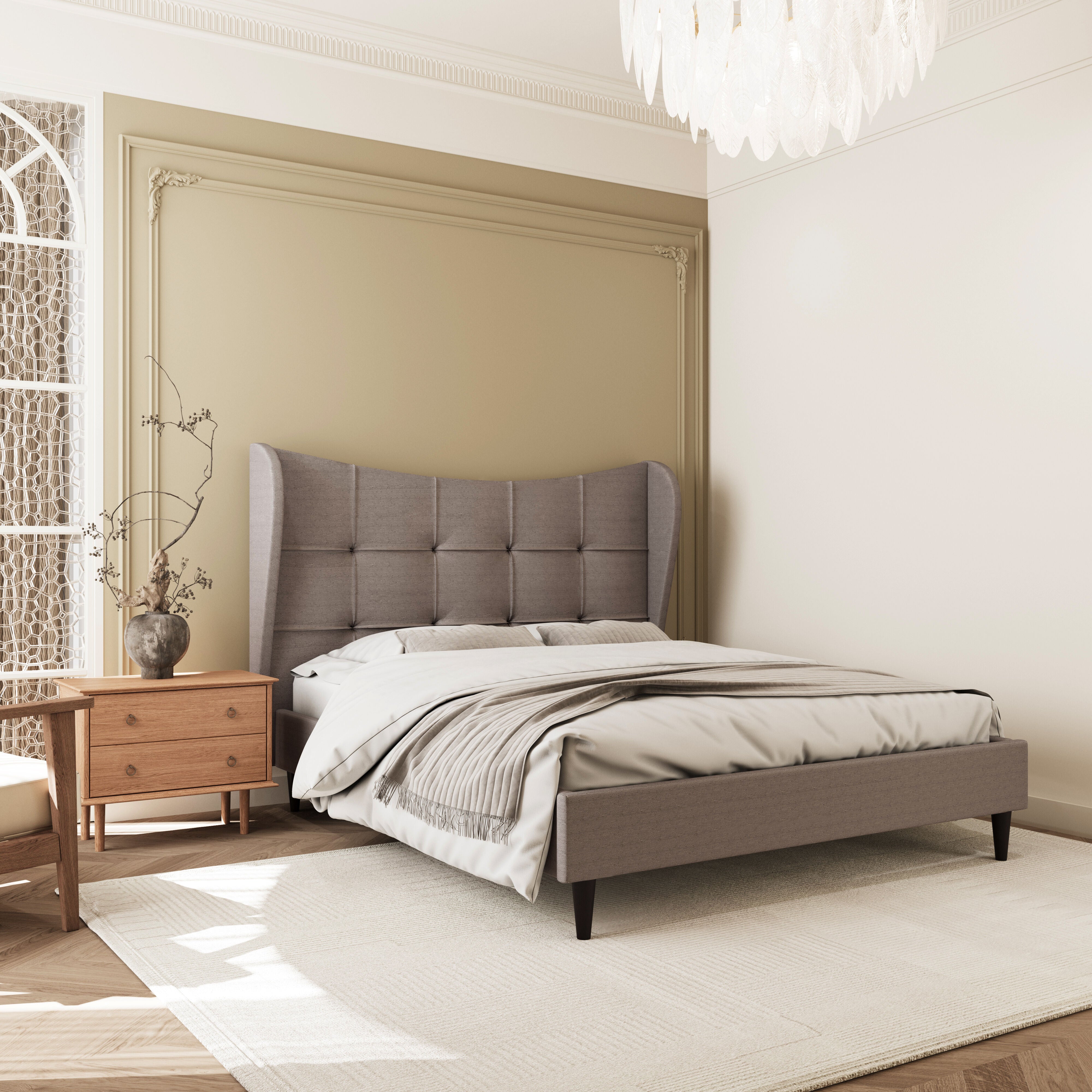 Verona 4'6" Bed - Brown Fabric