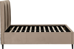 Maine 4'6" Bed - Taupe Velvet Fabric