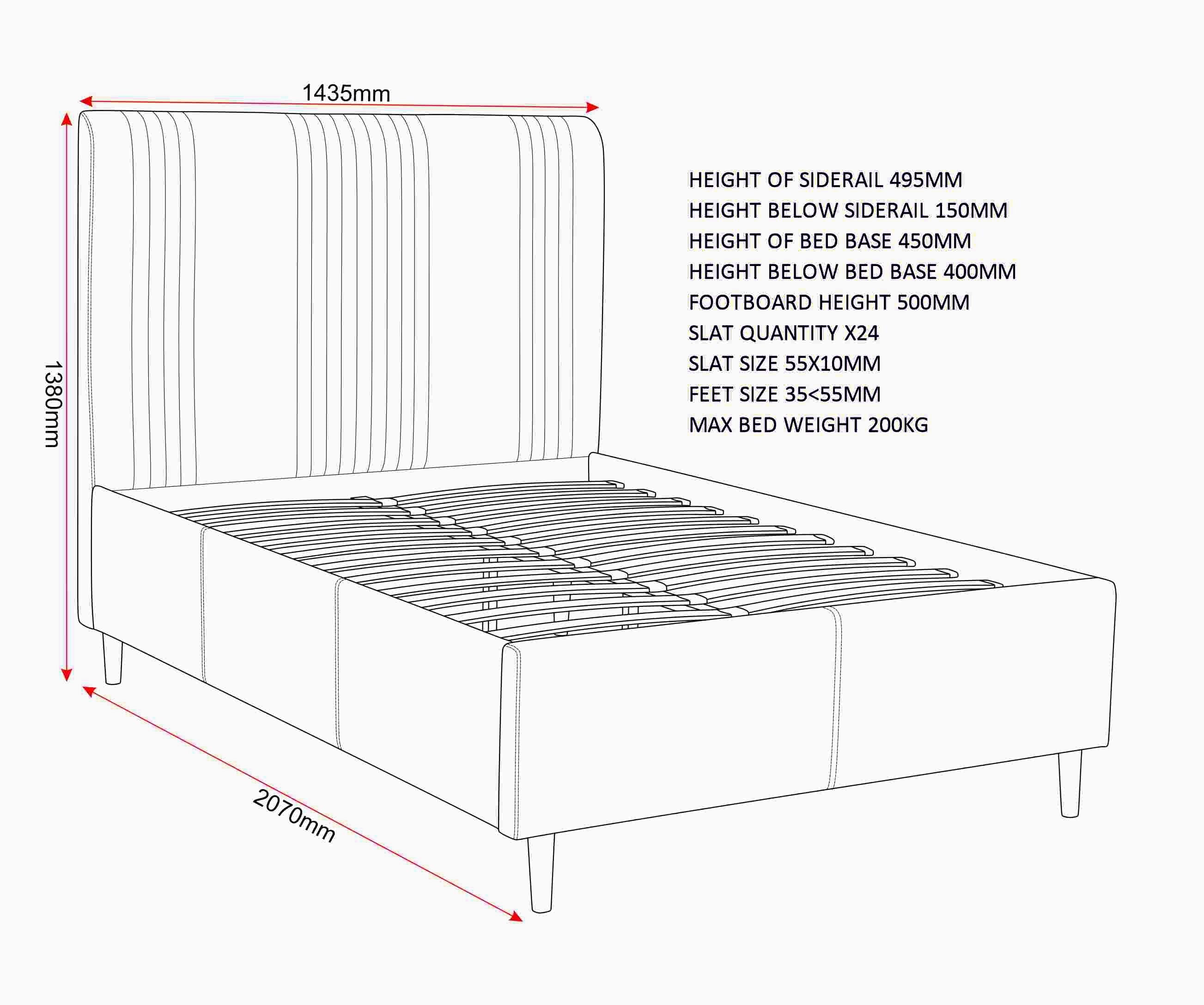 Maine 4'6" Bed - Taupe Velvet Fabric