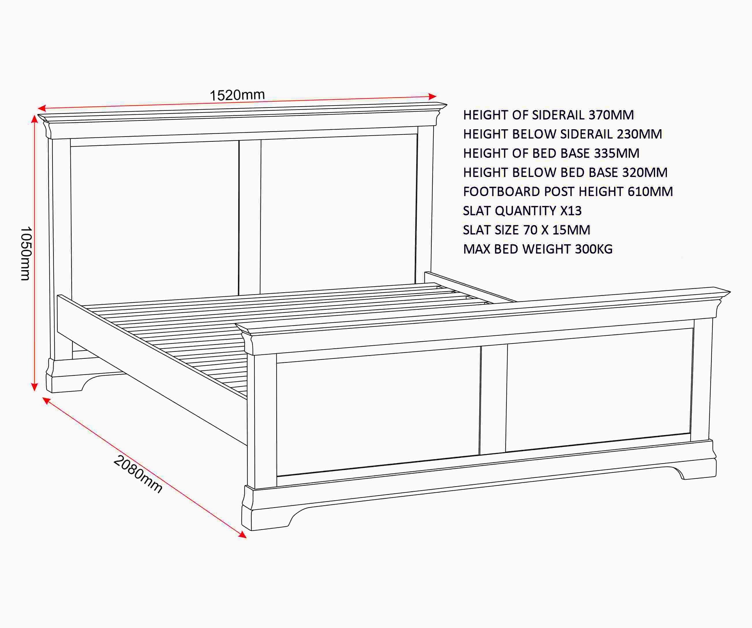 Bordeaux 4'6" High End Bed - Ivory