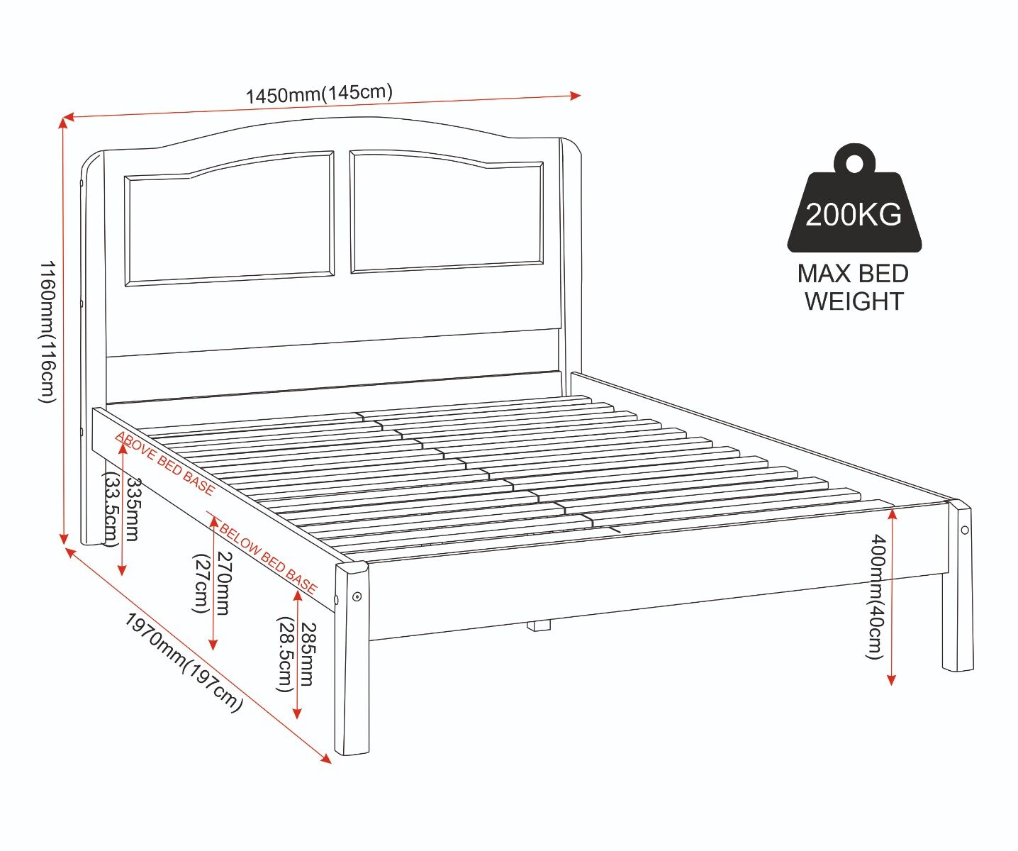 Stratford 4'6" Bed - White