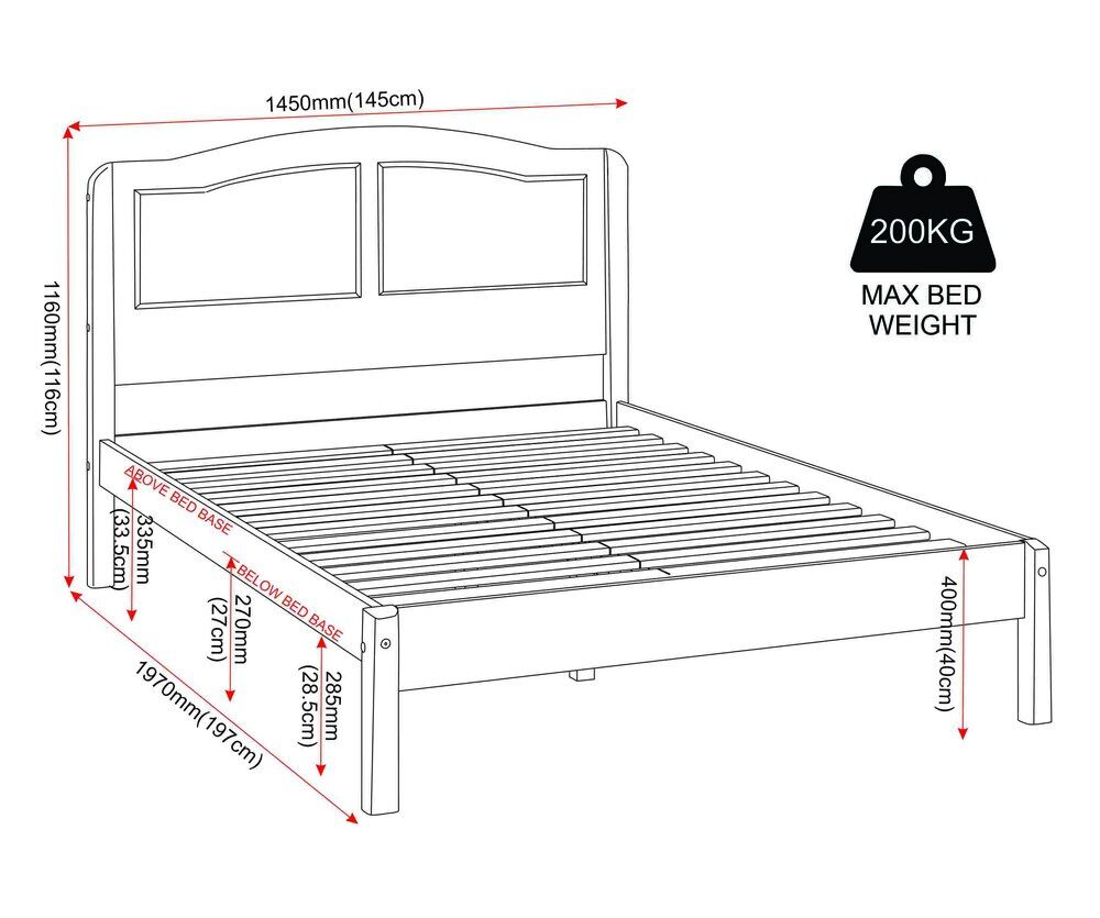 Stratford 4'6" Bed - White