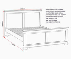 Bordeaux 5' High End Bed - Pebble Grey