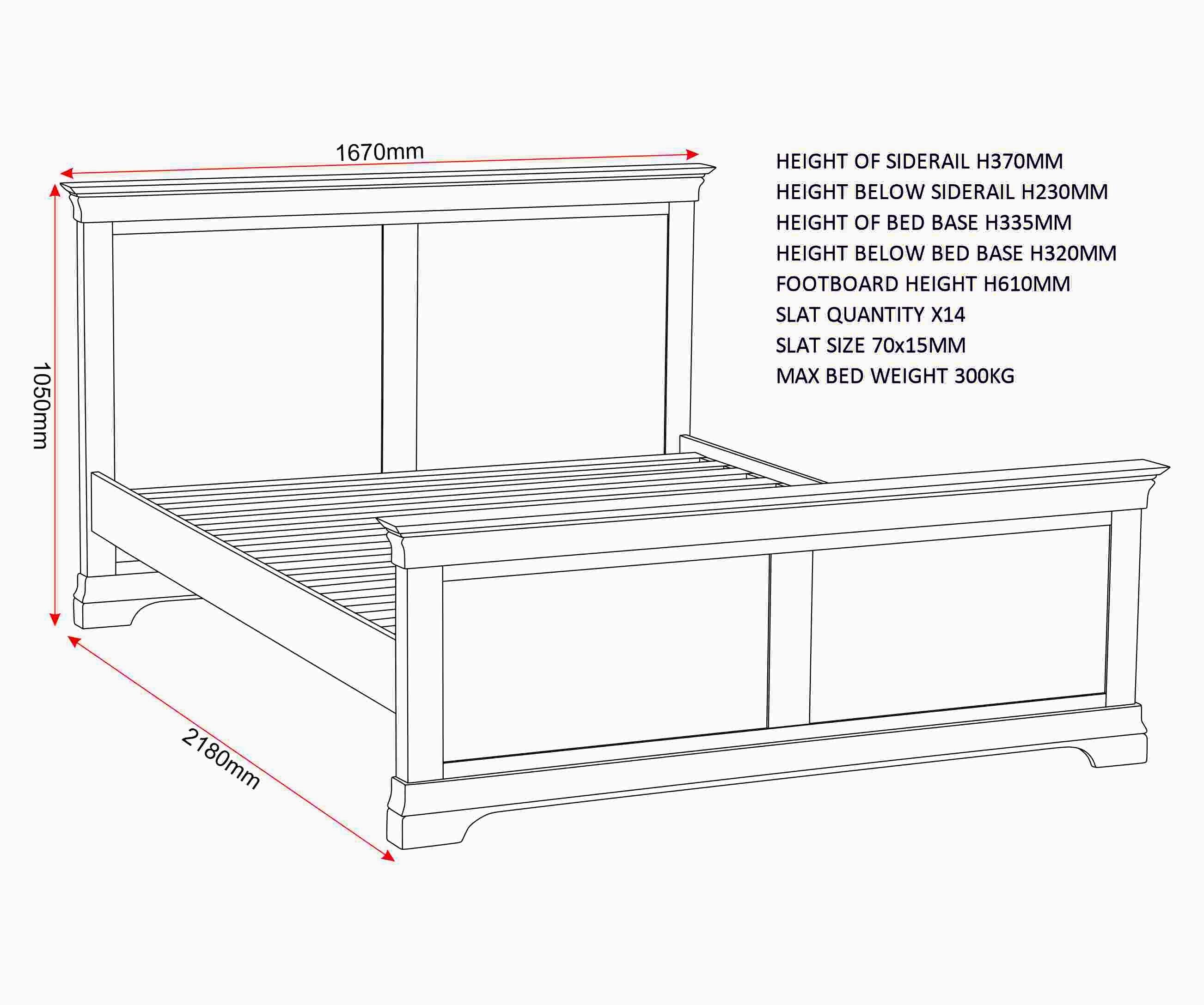 Bordeaux 5' High End Bed - Ivory