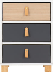 BROOKLYN 3 DRAWER BEDSIDE - OAK EFFECT/GREY
