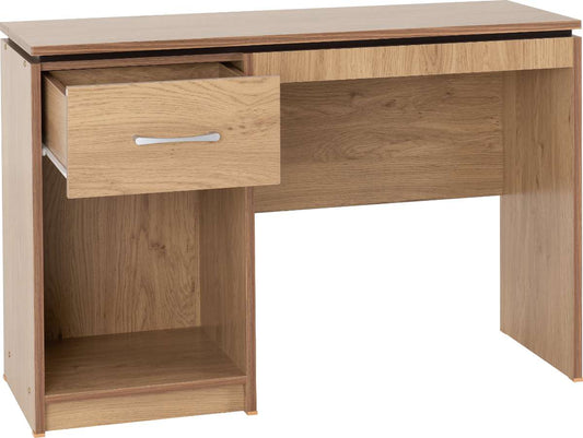CHARLES COMPUTER DESK - OAK EFFECT VENEER WITH WALNUT TRIM