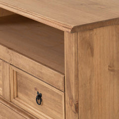 CORONA 2 DRAWER FLAT SCREEN TV UNIT - DISTRESSED WAXED PINE