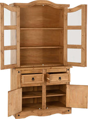 CORONA 3' BUFFET HUTCH - DISTRESSED WAXED PINE/CLEAR GLASS