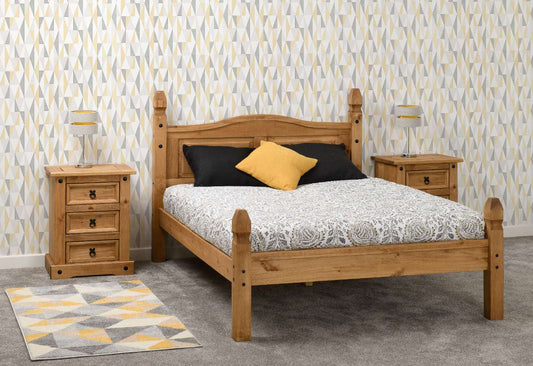 CORONA 4'6" BED LOW FOOT END - DISTRESSED WAXED PINE