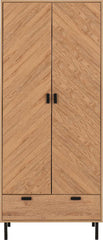 LEON 2 DOOR 1 DRAWER WARDROBE - MEDIUM OAK EFFECT