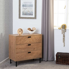 LEON 3 DRAWER CHEST - MEDIUM OAK EFFECT