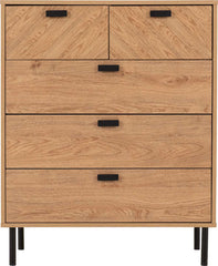 LEON 3+2 DRAWER CHEST - MEDIUM OAK EFFECT