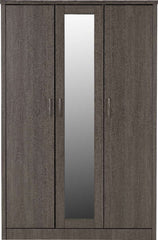 LISBON 3 DOOR WARDROBE - BLACK WOOD GRAIN