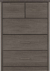 LISBON 3+2 DRAWER CHEST - BLACK WOOD GRAIN