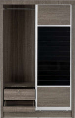 LISBON 2 DOOR SLIDING WARDROBE - BLACK WOOD GRAIN