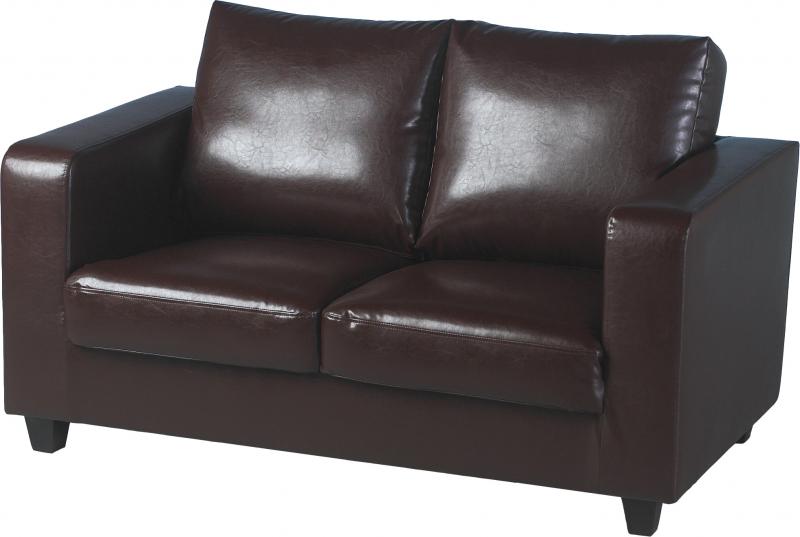 TEMPO TWO SEATER SOFA-IN-A-BOX in BROWN FAUX LEATHER