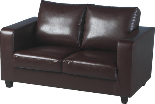 TEMPO TWO SEATER SOFA-IN-A-BOX in BROWN FAUX LEATHER