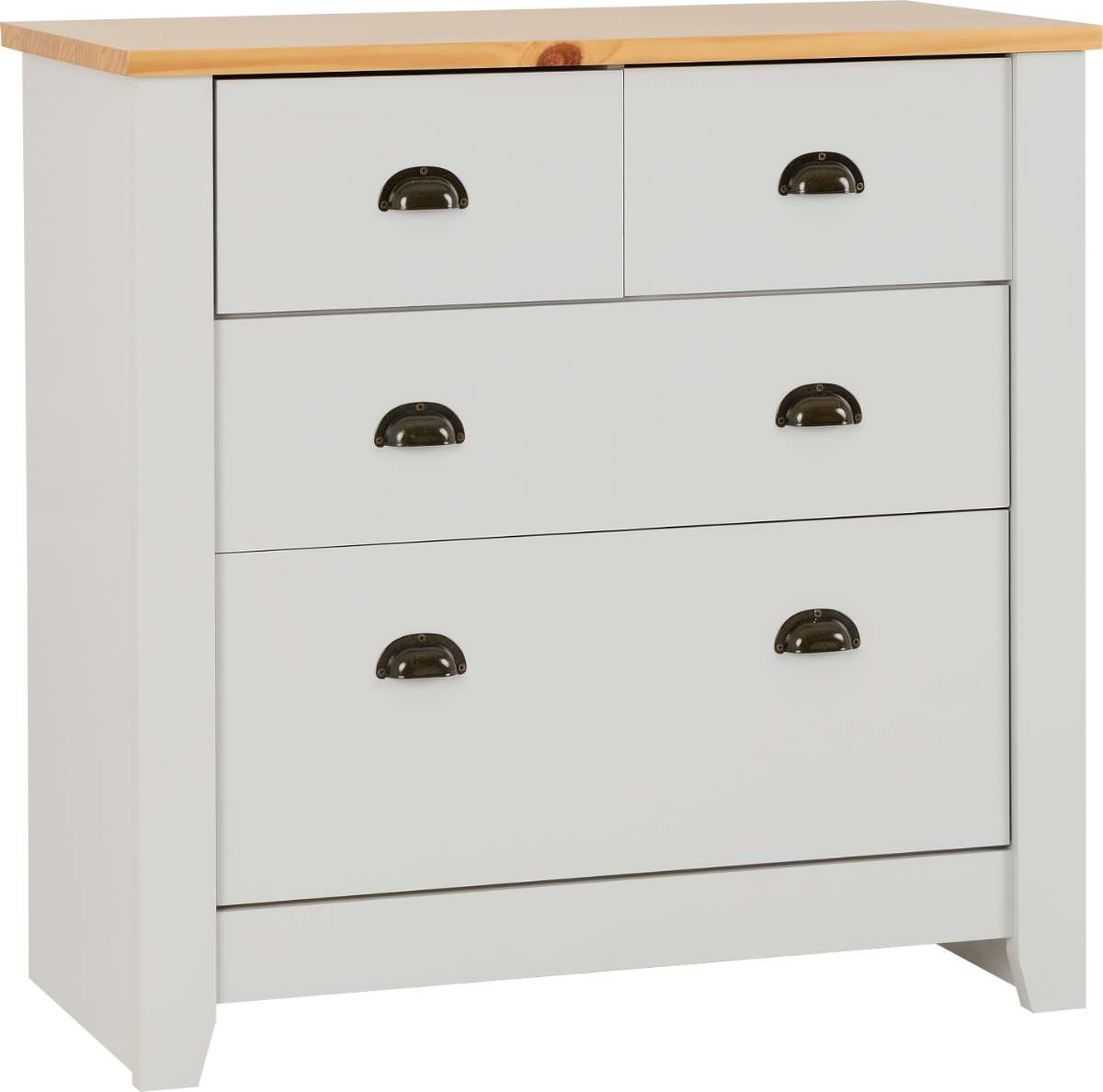 LUDLOW 2+2 DRAWER CHEST - GREY/OAK LACQUER