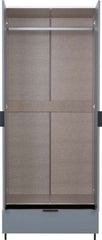 MADRID 2 DOOR 1 DRAWER MIRRORED WARDROBE - GREY/WHITE GLOSS