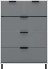 MADRID 3+2 DRAWER CHEST - GREY/WHITE GLOSS