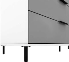 MADRID 4 DOOR 2 DRAWER MIRRORED WARDROBE - GREY/WHITE GLOSS