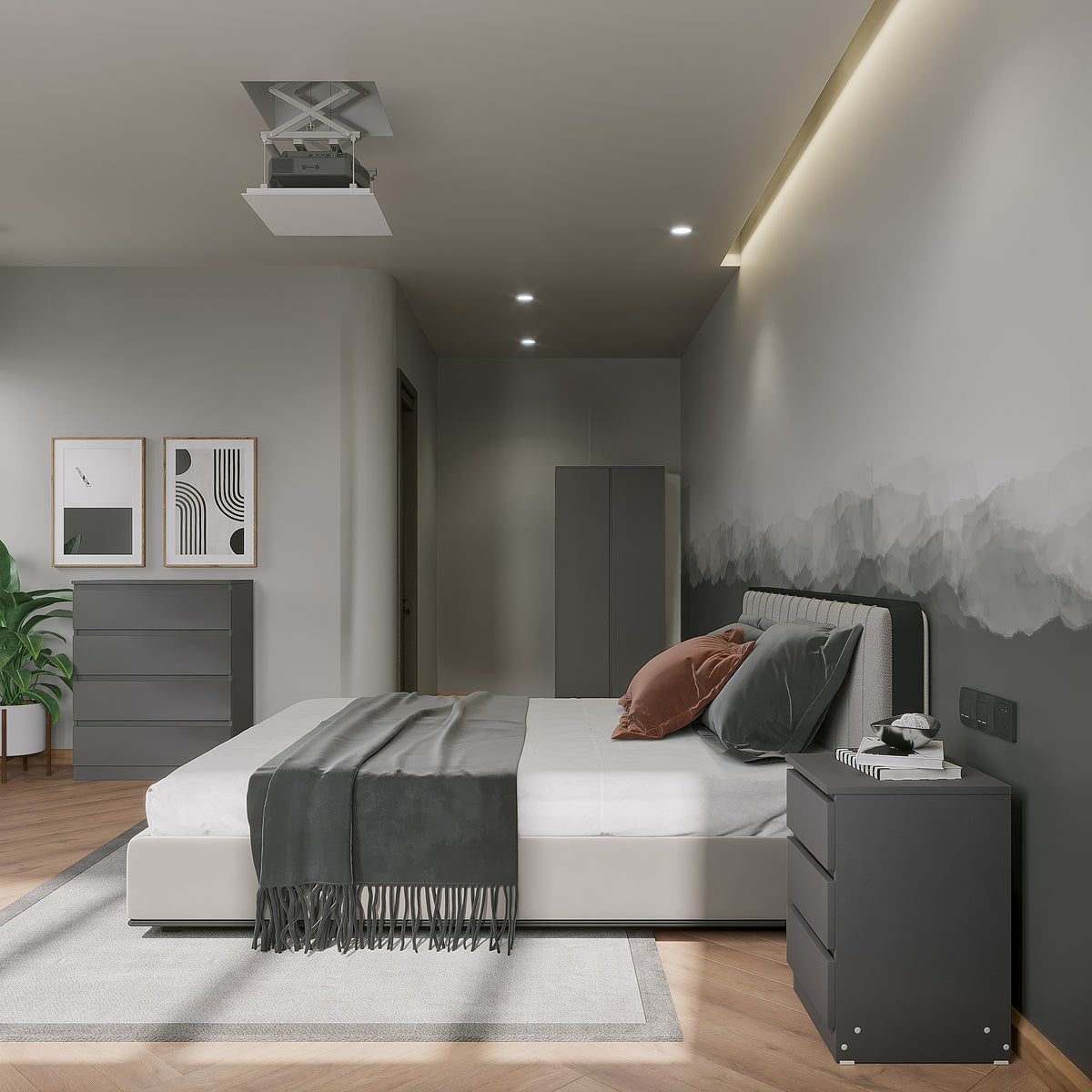 MALVERN 2 DOOR WARDROBE BEDROOM SET - GREY