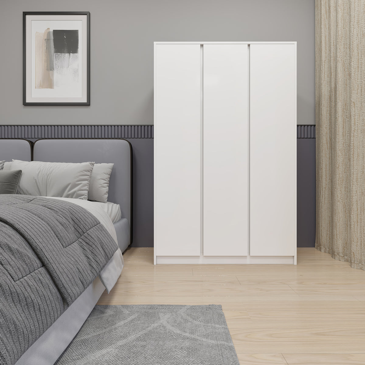 MALVERN 3 DOOR WARDROBE - WHITE