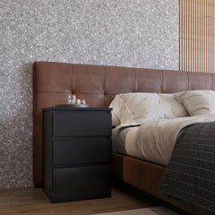 MALVERN 3 DRAWER BEDSIDE - BLACK