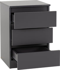 MALVERN 3 DRAWER BEDSIDE - GREY