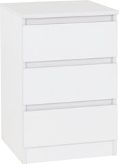 MALVERN 3 DRAWER BEDSIDE - WHITE